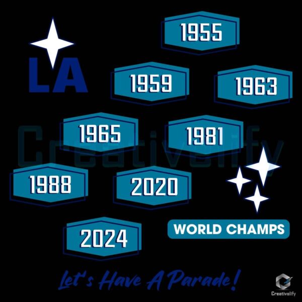 Los Angeles Dodgers 8 Times World Champs SVG