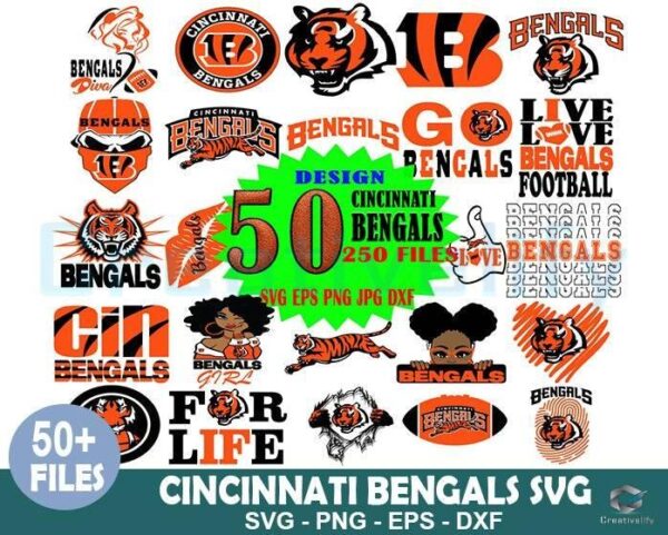 Mega 50 Designs Cincinnati Bengals Bundle SVG