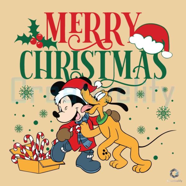 Merry Christmas Mickey Pluto PNG