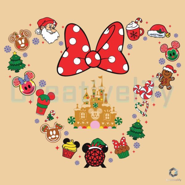 Merry Christmas Minnie Heart Mouse SVG