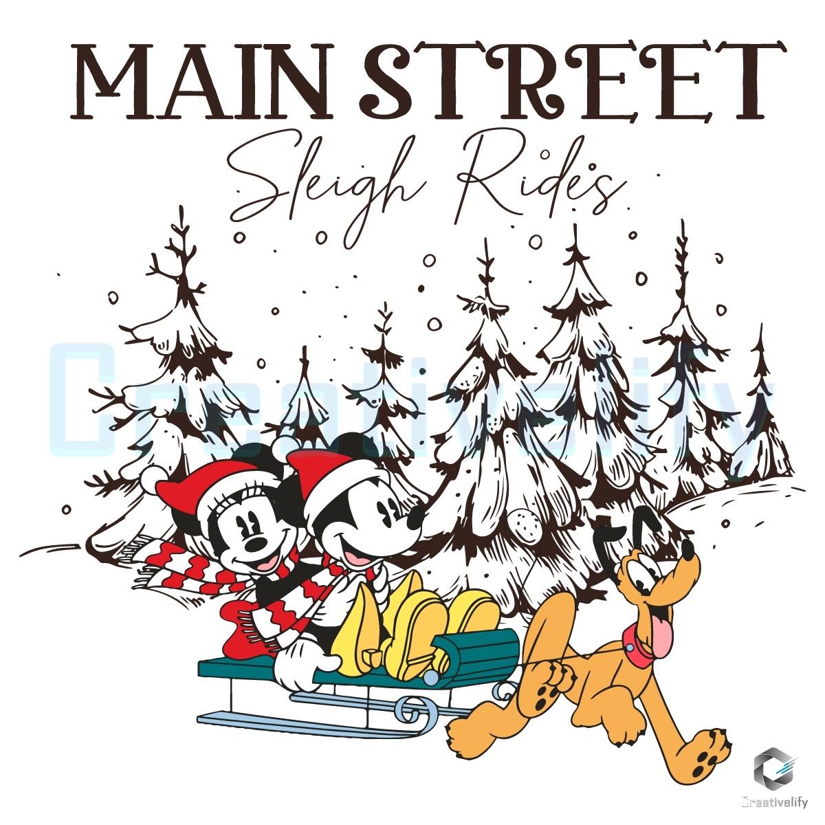 Mickey Minnie Main Street Sleigh Rides Christmas PNG