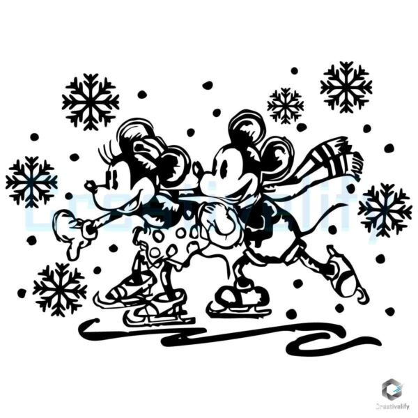 Mickey Minnie Skating Christmas SVG