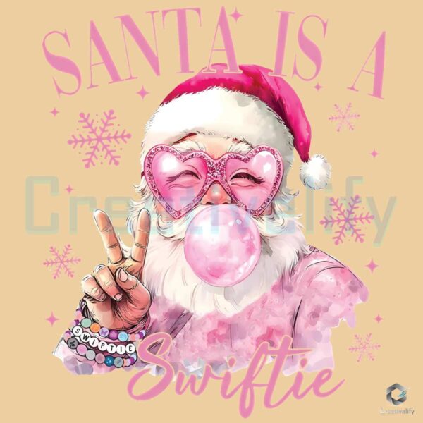 Pink Christmas Santa PNG Celebrates with Swifties