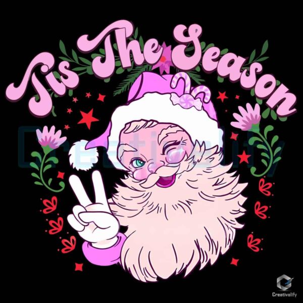 Pink Santa Christmas Tis The season PNG