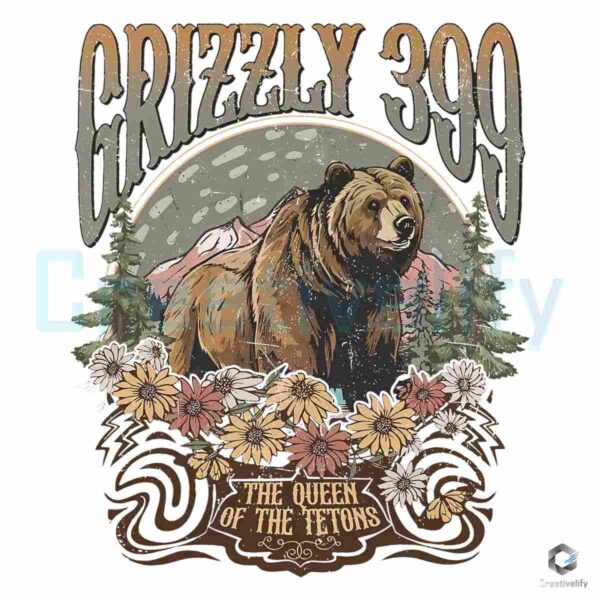 Queen of the Tetons Flowers Grizzly 399 PNG