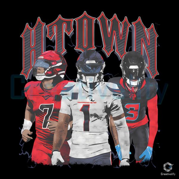 731 H Town Texans Football Players PNG Design