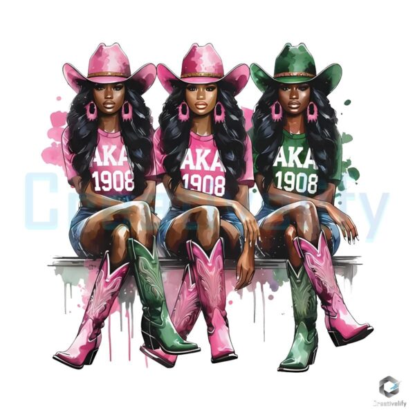 AKA 1908 Pink Green Western Design SVG