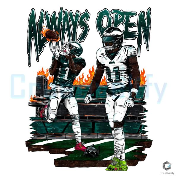 Always Open AJ Brown 11 Philadelphia Eagles PNG Design