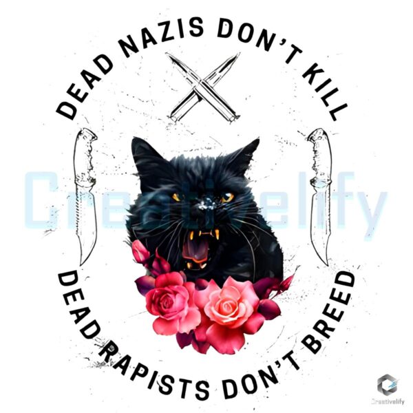 Black Cat Dead Nazis Don't Kill PNG