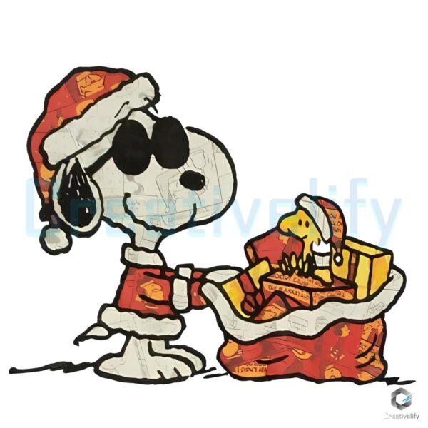 Christmas Snoopy And Woodstock Gifts Basket PNG