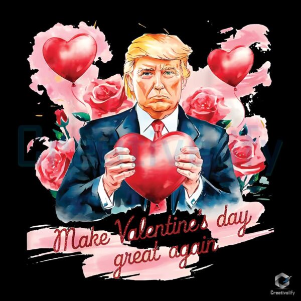 Funny Trump Valentines Day Flower Design Great Again PNG