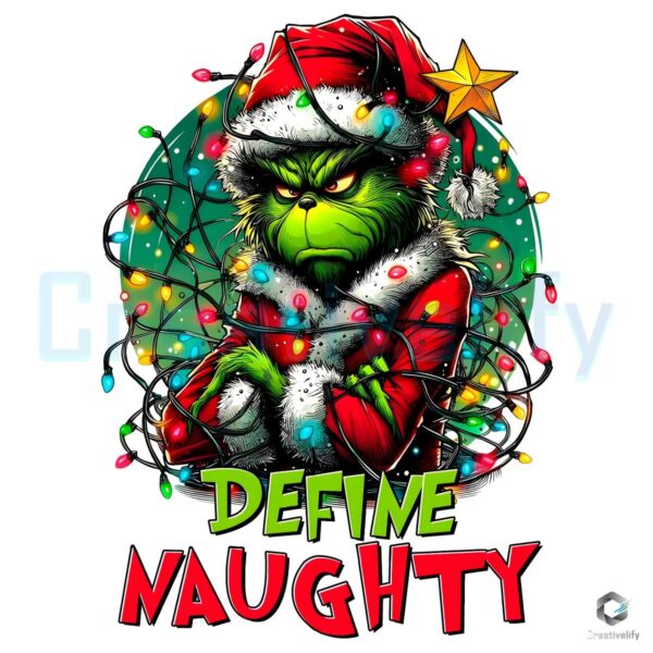 Grinch Define Naughty Christmas Lights PNG