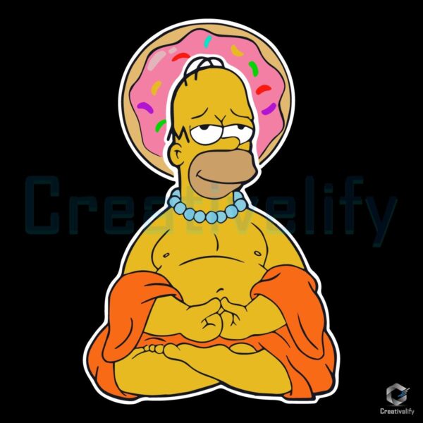 Homer Simpson Meets Doughnut Buddha SVG Design