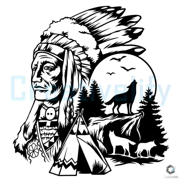 Indigenous Native American Village Art SVG Design