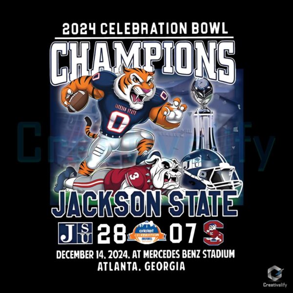 Jackson State Tigers 2024 Celebration Bowl Champs PNG Design