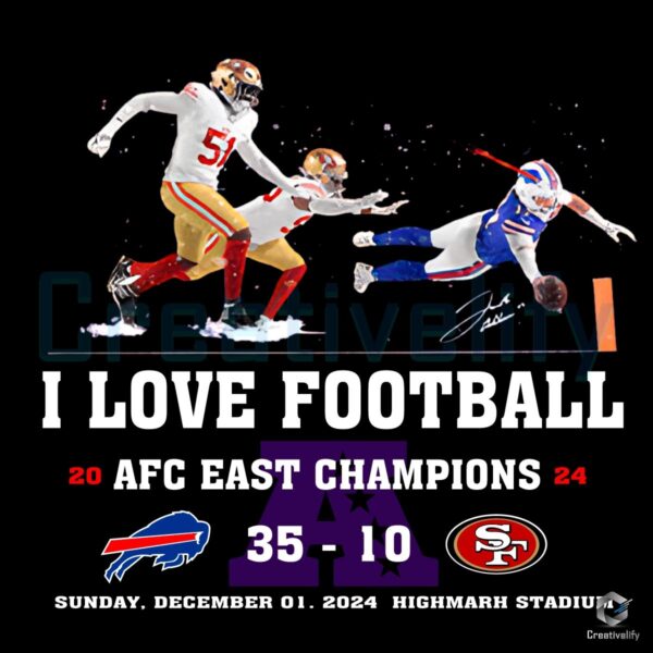 Josh Allen Fly I Love Football Afc East Champions 2024 PNG