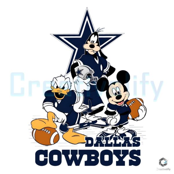 Mickey Friends Dallas Cowboys NFL Football PNG Design