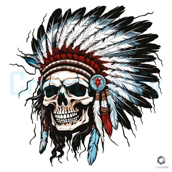 Native American Skull Art Stunning PNG Design