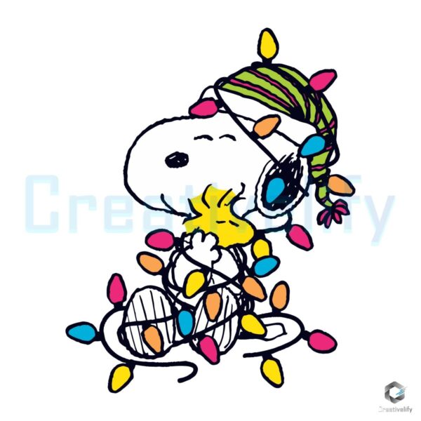 Peanuts Snoopy Woodstock Christmas Light SVG