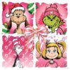 Pink Christmas Coquette Grinch Glitter PNG