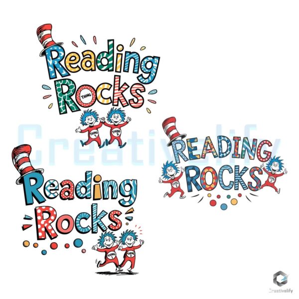 Reading Rocks Happy Book Day SVG Design