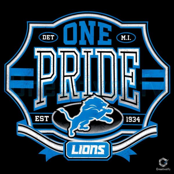 Retro Detroit Lions One Pride Logo SVGPNG Est 1934