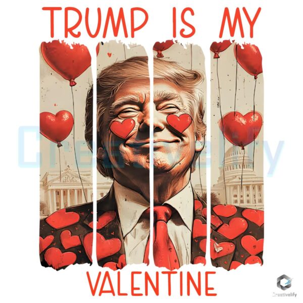 Retro Trump Valentine Heart Balloons PNG for Love Laughter