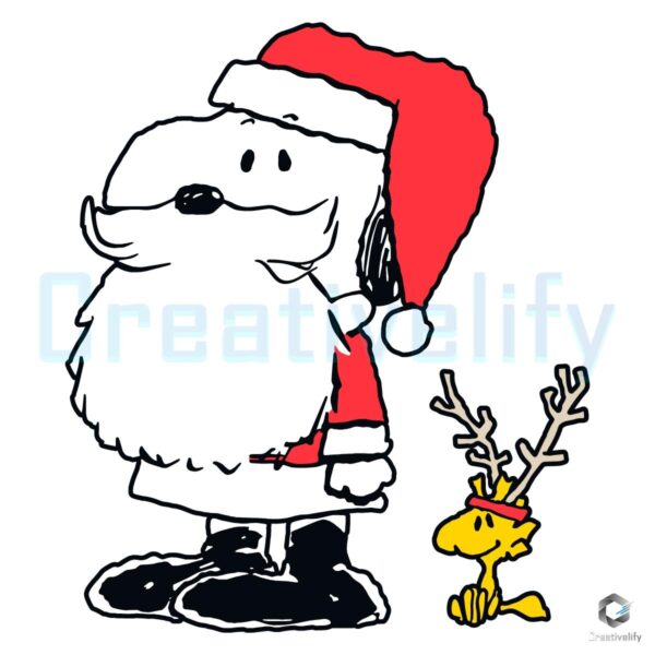 Santa Snoopy Antlers Woodstock SVG