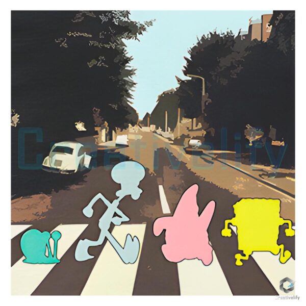 SpongeBob Abbey Road Parody in Vibrant PNG