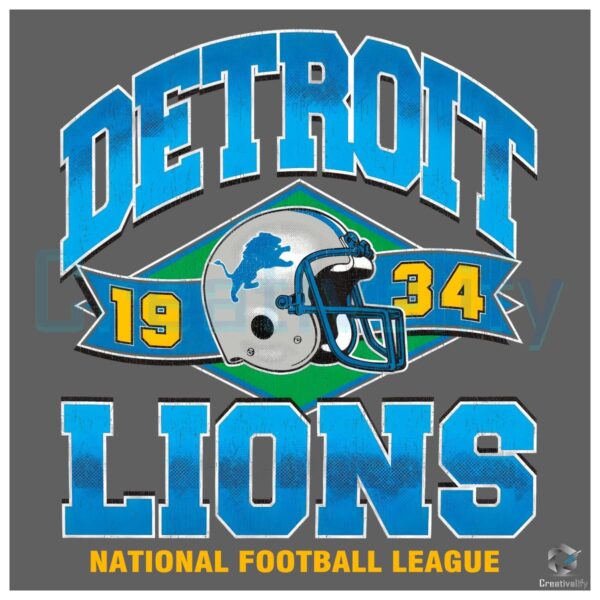 Vintage 1934 Detroit Lions NFL Design PNG Format