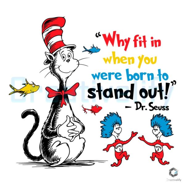 Why Fit In Born to Stand Out Cat Hat SVG Design