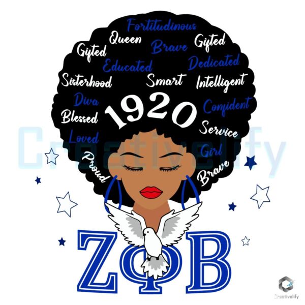 Zeta Phi Beta 1920 Sorority SVG Afro Girl Design