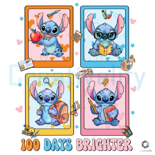 100 Days Brighter Stitch Collage PNG Design