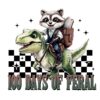 100 Days Feral Checkered Raccoon on TRex PNG Adventure