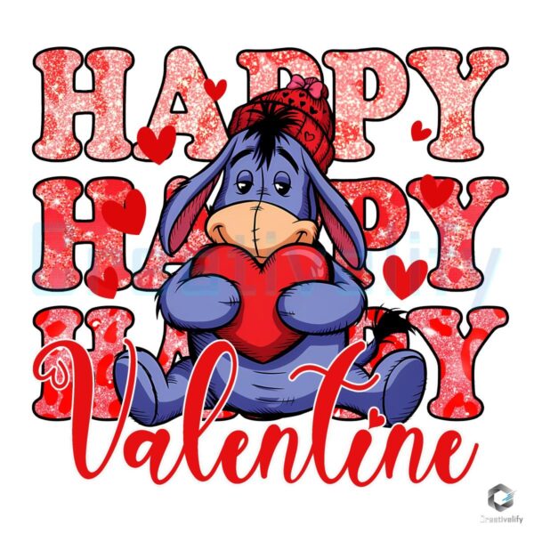 Eeyore Donkey Happy Happy Valentine PNG