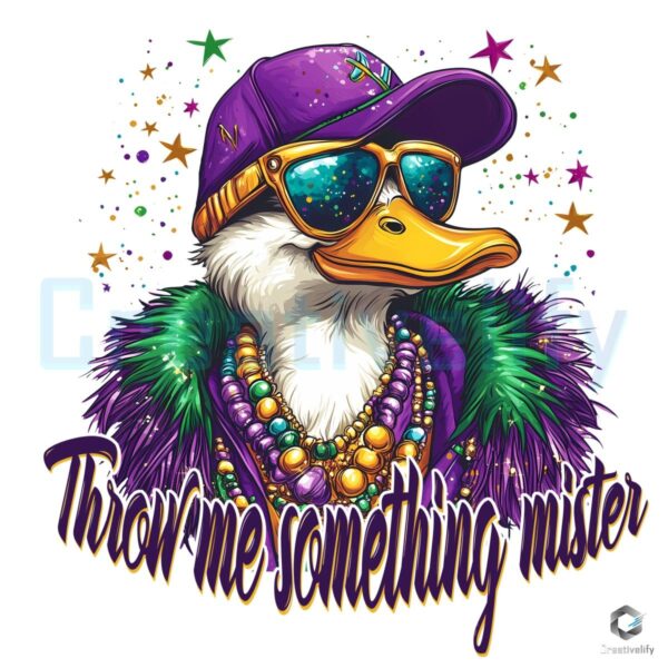 Throw me something mister Mardi Gras Duck PNG