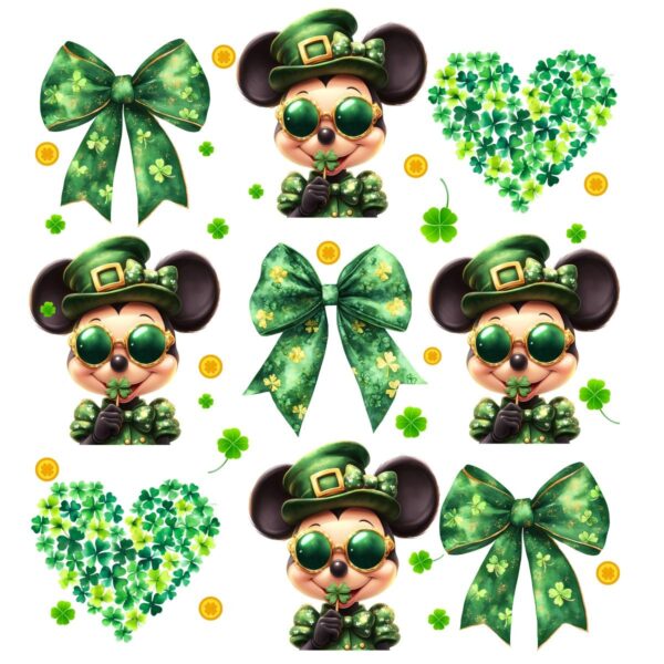 Adorable Mickey Mouse Coquette St Patricks Day PNG Design