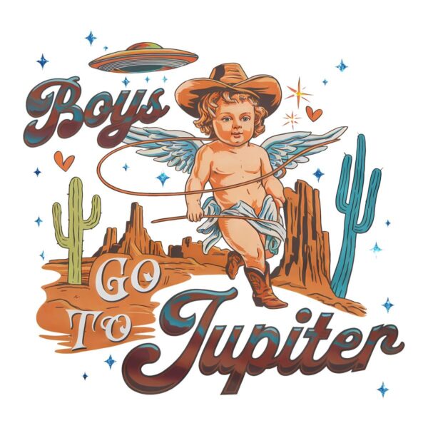 Boy Goes to Jupiter Valentine Cupid PNG Design