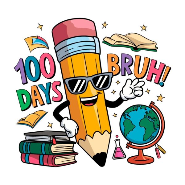 Bruh Cartoon School PNG 100 Days of Fun Designs