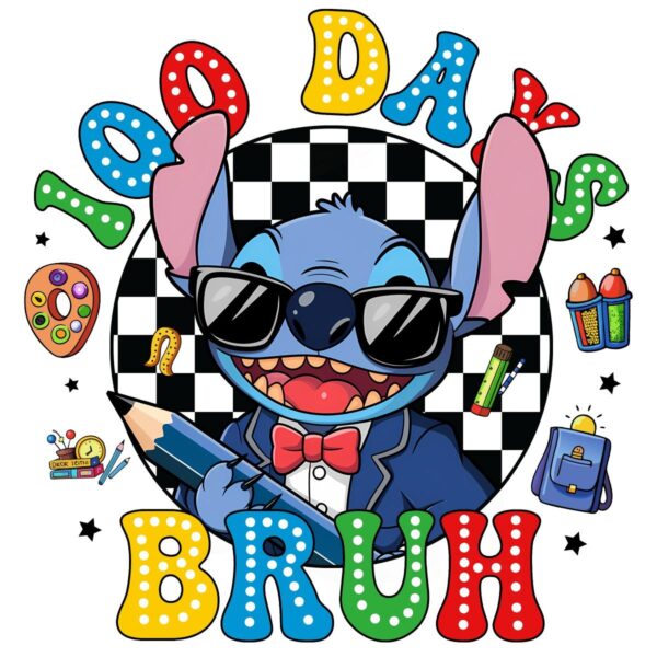 Bruh Stitch Checkered Disney PNG 100 Days of Fun