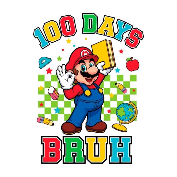 Celebrating 100 Days of School Mario SVG Design