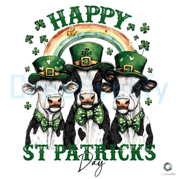 Cheerful St Patricks Day Cows PNG Design