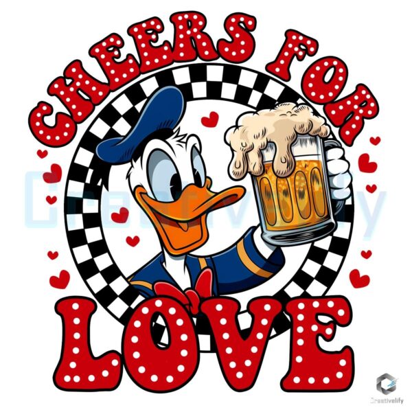 Cheers For Love Donald Duck Valentine Checkered PNG