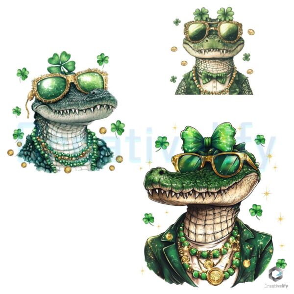 Coquette Bow Clover Gator Patrick's Day PNG