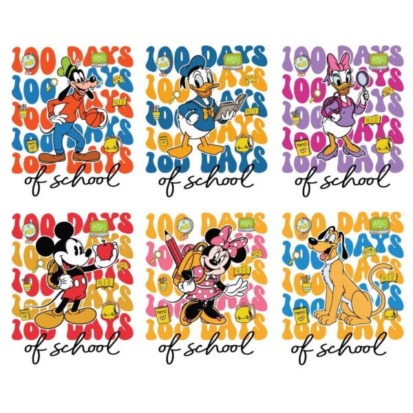 Disney Magic Happy 100 Days of School Characters Bundle PNG