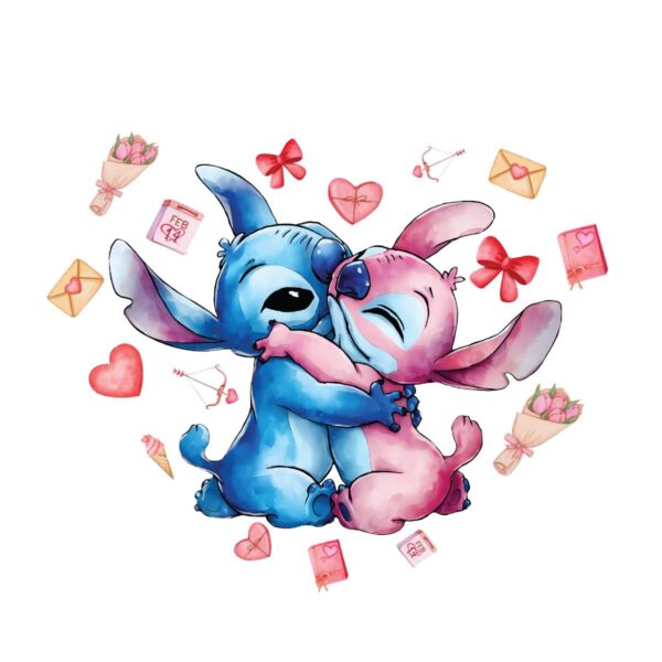 Disney Stitch Angel Valentine Heart PNG Design