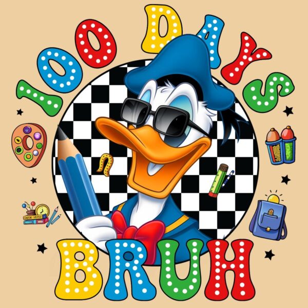 Donald Duck Checkered PNG Bruh 100 Days of School Fun