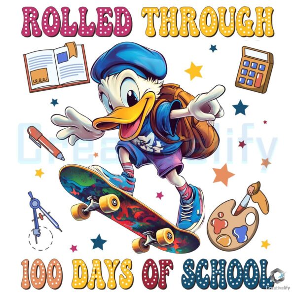 Donald Duck Rolls Through 100 Days of School SVGPNG Fun