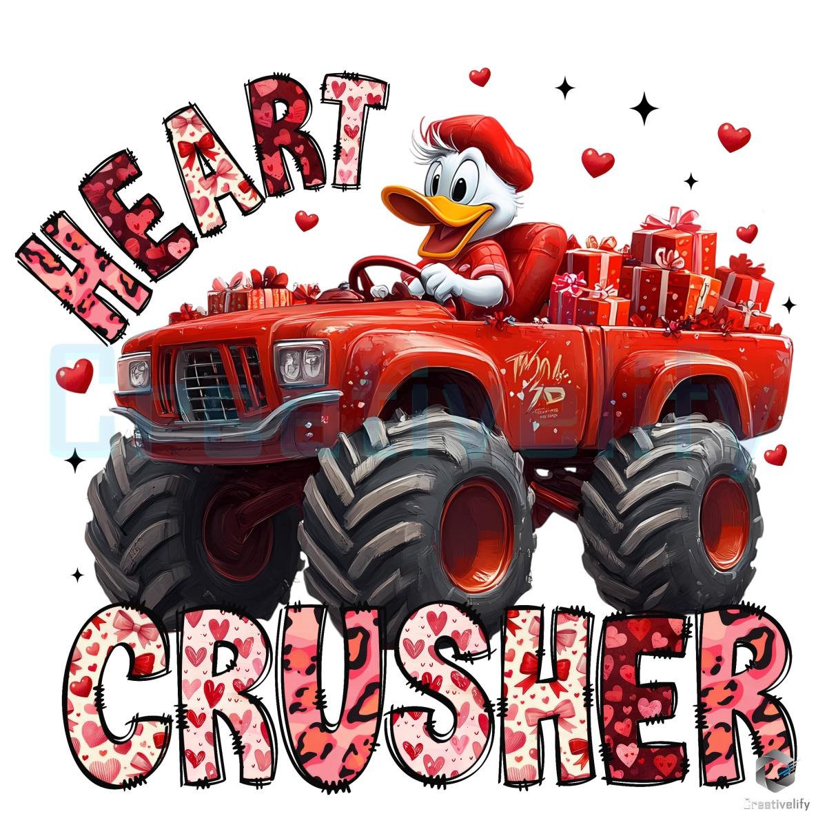 Donald Duck Valentine Heart Crusher Tractor SVGPNG