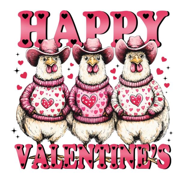 Funny Pink Chickens PNG for a Happy Valentines Day